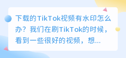 下载的TikTok视频有水印怎么办 视频去水印在线解析工具分享