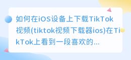 如何在iOS设备上下载TikTok视频(tiktok视频下载器ios)