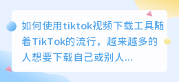 如何使用tiktok视频下载工具(tiktok视频下载工具)