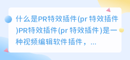 什么是PR特效插件(pr 特效插件)