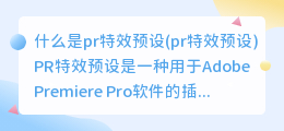 什么是pr特效预设(pr特效预设)