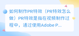 如何制作pr特效(pr特效怎么做)