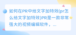 如何在PR中给文字加特效(pr怎么给文字加特效)