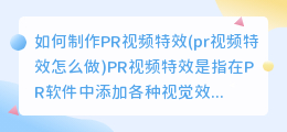 如何制作PR视频特效(pr视频特效怎么做)