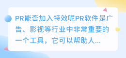 PR能否加入特效呢(pr能加特效吗)