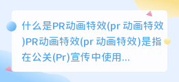 什么是PR动画特效(pr 动画特效)