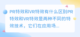 PR特效和VR特效有什么区别(pr特效vr特效)