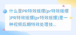 什么是PR特效摇摆(pr特效摇摆)