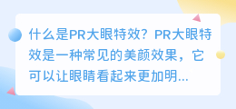 什么是pr大眼特效(pr大眼特效)