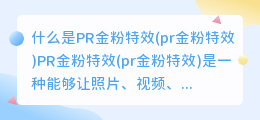 什么是PR金粉特效(pr金粉特效)