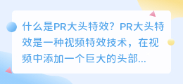 什么是pr 大头特效(pr 大头特效)