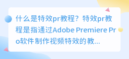 什么是特效pr教程(特效pr教程)