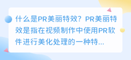 什么是pr美丽特效(pr美丽特效)