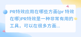 PR特效应用在哪些方面(pr 特效在哪)