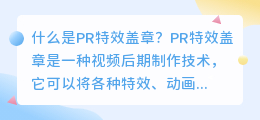 什么是pr 特效盖章(pr 特效盖章)