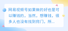 网易视频号怎么赚钱？发视频收益怎么样？