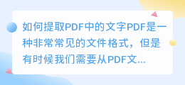 如何提取PDF中的文字(怎么提取pdf里的文字)