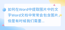 如何在Word中提取图片中的文字(word怎么提取图片文字)