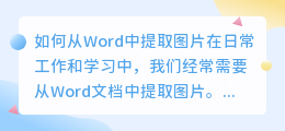 如何从Word中提取图片(怎么从word中提取图片)