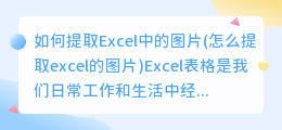 如何提取Excel中的图片(怎么提取excel的图片)