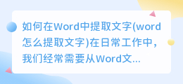 如何在Word中提取文字(word怎么提取文字)