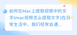 如何在Mac上提取视频中的文字(mac视频怎么提取文字)