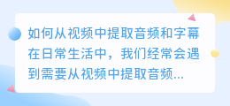 如何从视频中提取音频和字幕(视频怎么提取音频的字幕)