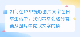 如何在13中提取图片文字(13怎么提取图片文字)