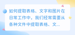 如何提取表格、文字和图片(表格文字图片怎么提取)