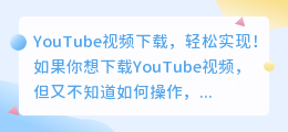 YouTube视频下载，轻松实现！