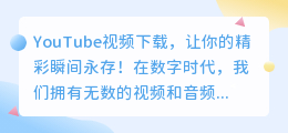 YouTube视频下载，让你的精彩瞬间永存！