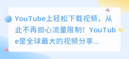 YouTube上轻松下载视频，从此不再担心流量限制！