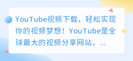 YouTube视频下载，轻松实现你的视频梦想！