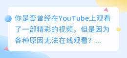 无法抵挡的YouTube视频下载神器：超便捷的在线下载网站！