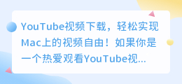 YouTube视频下载，轻松实现Mac上的视频自由！