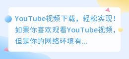 YouTube视频下载，轻松实现！