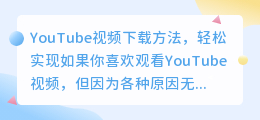 YouTube视频下载方法，轻松实现