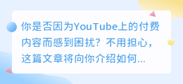 无法忍受YouTube上的付费内容？快来看看如何使用iOS下载YouTube视频！