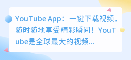 YouTube App：一键下载视频，随时随地享受精彩瞬间！