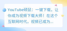 YouTube硕鼠：一键下载，让你成为视频下载大师！