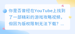 游戏玩家必备！YouTube视频下载神器，轻松下载YouTube上的所有内容！