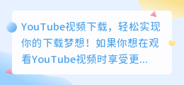 YouTube视频下载，轻松实现你的下载梦想！