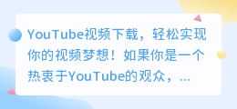 YouTube视频下载，轻松实现你的视频梦想！