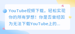 YouTube视频下载，轻松实现你的所有梦想！