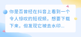 抖音短视频下载技巧：轻松去水印，畅享精彩内容