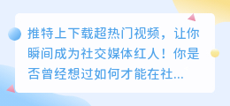 推特上下载超热门视频，让你瞬间成为社交媒体红人！