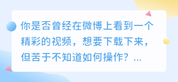 如何轻松下载微博视频，随时随地享受精彩瞬间！