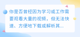 掌握视频解析下载技巧，让你的学习、工作更高效！