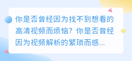 解锁全网视频解析，让你成为真正的视频达人！