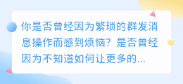 电脑版微信群发软件，一键发送消息，让你的社交圈更强大！